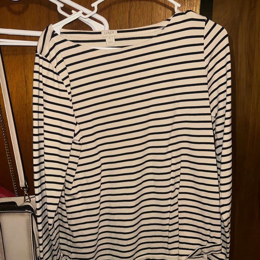 Women's Black and White Striped Top